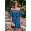imagePRETTYGARDEN Womens Summer Off Shoulder Dresses Floral Lace Flare Short Sleeve Spring Vintage Elegant Mini DressLake Blue