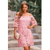 imagePRETTYGARDEN Womens Summer Off Shoulder Dresses Floral Lace Flare Short Sleeve Spring Vintage Elegant Mini DressPink