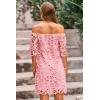 imagePRETTYGARDEN Womens Summer Off Shoulder Dresses Floral Lace Flare Short Sleeve Spring Vintage Elegant Mini DressPink
