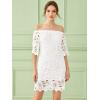 imagePRETTYGARDEN Womens Summer Off Shoulder Dresses Floral Lace Flare Short Sleeve Spring Vintage Elegant Mini DressWhite