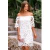 imagePRETTYGARDEN Womens Summer Off Shoulder Dresses Floral Lace Flare Short Sleeve Spring Vintage Elegant Mini DressWhite