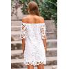 imagePRETTYGARDEN Womens Summer Off Shoulder Dresses Floral Lace Flare Short Sleeve Spring Vintage Elegant Mini DressWhite
