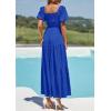 imagePRETTYGARDEN Womens Summer Puff Short Sleeve Maxi Dress Square Neck Smocked Tiered Ruffle A Line Long Flowy Beach DressesRoyal Blue