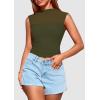 imagePRETTYGARDEN Womens Summer Sheer Mesh Tank Tops 2025 Trendy Casual Sleeveless Mock Neck Ruched Slim Fitted Going Out ShirtsArmy Green