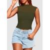 imagePRETTYGARDEN Womens Summer Sheer Mesh Tank Tops 2025 Trendy Casual Sleeveless Mock Neck Ruched Slim Fitted Going Out ShirtsArmy Green