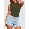 imagePRETTYGARDEN Womens Summer Sheer Mesh Tank Tops 2025 Trendy Casual Sleeveless Mock Neck Ruched Slim Fitted Going Out ShirtsArmy Green