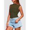 imagePRETTYGARDEN Womens Summer Sheer Mesh Tank Tops 2025 Trendy Casual Sleeveless Mock Neck Ruched Slim Fitted Going Out ShirtsArmy Green