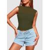 imagePRETTYGARDEN Womens Summer Sheer Mesh Tank Tops 2025 Trendy Casual Sleeveless Mock Neck Ruched Slim Fitted Going Out ShirtsArmy Green