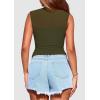 imagePRETTYGARDEN Womens Summer Sheer Mesh Tank Tops 2025 Trendy Casual Sleeveless Mock Neck Ruched Slim Fitted Going Out ShirtsArmy Green