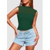 imagePRETTYGARDEN Womens Summer Sheer Mesh Tank Tops 2025 Trendy Casual Sleeveless Mock Neck Ruched Slim Fitted Going Out ShirtsDark Green