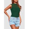 imagePRETTYGARDEN Womens Summer Sheer Mesh Tank Tops 2025 Trendy Casual Sleeveless Mock Neck Ruched Slim Fitted Going Out ShirtsDark Green