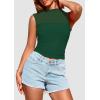 imagePRETTYGARDEN Womens Summer Sheer Mesh Tank Tops 2025 Trendy Casual Sleeveless Mock Neck Ruched Slim Fitted Going Out ShirtsDark Green