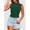 imagePRETTYGARDEN Womens Summer Sheer Mesh Tank Tops 2025 Trendy Casual Sleeveless Mock Neck Ruched Slim Fitted Going Out ShirtsDark Green
