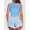 imagePRETTYGARDEN Womens Summer Sheer Mesh Tank Tops 2025 Trendy Casual Sleeveless Mock Neck Ruched Slim Fitted Going Out ShirtsLight Blue
