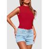 imagePRETTYGARDEN Womens Summer Sheer Mesh Tank Tops 2025 Trendy Casual Sleeveless Mock Neck Ruched Slim Fitted Going Out ShirtsRed