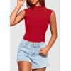 imagePRETTYGARDEN Womens Summer Sheer Mesh Tank Tops 2025 Trendy Casual Sleeveless Mock Neck Ruched Slim Fitted Going Out ShirtsRed
