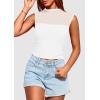 imagePRETTYGARDEN Womens Summer Sheer Mesh Tank Tops 2025 Trendy Casual Sleeveless Mock Neck Ruched Slim Fitted Going Out ShirtsWhite