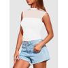 imagePRETTYGARDEN Womens Summer Sheer Mesh Tank Tops 2025 Trendy Casual Sleeveless Mock Neck Ruched Slim Fitted Going Out ShirtsWhite