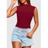 imagePRETTYGARDEN Womens Summer Sheer Mesh Tank Tops 2025 Trendy Casual Sleeveless Mock Neck Ruched Slim Fitted Going Out ShirtsWine Red