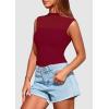 imagePRETTYGARDEN Womens Summer Sheer Mesh Tank Tops 2025 Trendy Casual Sleeveless Mock Neck Ruched Slim Fitted Going Out ShirtsWine Red