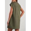 imagePRETTYGARDEN Womens Summer Short T Shirt Dress Cap Sleeve Crew Neck Casual Loose Basic Mini DressesArmy Green