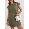 imagePRETTYGARDEN Womens Summer Short T Shirt Dress Cap Sleeve Crew Neck Casual Loose Basic Mini DressesArmy Green