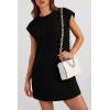 imagePRETTYGARDEN Womens Summer Short T Shirt Dress Cap Sleeve Crew Neck Casual Loose Basic Mini DressesBlack