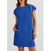 imagePRETTYGARDEN Womens Summer Short T Shirt Dress Cap Sleeve Crew Neck Casual Loose Basic Mini DressesBlue