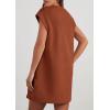 imagePRETTYGARDEN Womens Summer Short T Shirt Dress Cap Sleeve Crew Neck Casual Loose Basic Mini DressesCaramel