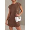 imagePRETTYGARDEN Womens Summer Short T Shirt Dress Cap Sleeve Crew Neck Casual Loose Basic Mini DressesCoffee