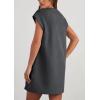 imagePRETTYGARDEN Womens Summer Short T Shirt Dress Cap Sleeve Crew Neck Casual Loose Basic Mini DressesDark Grey