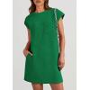 imagePRETTYGARDEN Womens Summer Short T Shirt Dress Cap Sleeve Crew Neck Casual Loose Basic Mini DressesGreen
