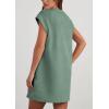 imagePRETTYGARDEN Womens Summer Short T Shirt Dress Cap Sleeve Crew Neck Casual Loose Basic Mini DressesGrey Green