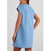 imagePRETTYGARDEN Womens Summer Short T Shirt Dress Cap Sleeve Crew Neck Casual Loose Basic Mini DressesLight Blue