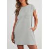 imagePRETTYGARDEN Womens Summer Short T Shirt Dress Cap Sleeve Crew Neck Casual Loose Basic Mini DressesLight Grey