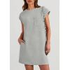 imagePRETTYGARDEN Womens Summer Short T Shirt Dress Cap Sleeve Crew Neck Casual Loose Basic Mini DressesLight Grey