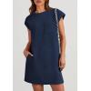 imagePRETTYGARDEN Womens Summer Short T Shirt Dress Cap Sleeve Crew Neck Casual Loose Basic Mini DressesNavy