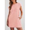 imagePRETTYGARDEN Womens Summer Short T Shirt Dress Cap Sleeve Crew Neck Casual Loose Basic Mini DressesPink
