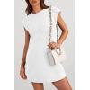 imagePRETTYGARDEN Womens Summer Short T Shirt Dress Cap Sleeve Crew Neck Casual Loose Basic Mini DressesWhite