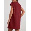 imagePRETTYGARDEN Womens Summer Short T Shirt Dress Cap Sleeve Crew Neck Casual Loose Basic Mini DressesWine Red