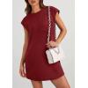 imagePRETTYGARDEN Womens Summer Short T Shirt Dress Cap Sleeve Crew Neck Casual Loose Basic Mini DressesWine Red