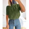 imagePRETTYGARDEN Womens Summer Tops 2025 Trendy Short Sleeve Eyelet Embroidered Dressy Casual Blouse ShirtsArmy Green