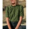 imagePRETTYGARDEN Womens Summer Tops 2025 Trendy Short Sleeve Eyelet Embroidered Dressy Casual Blouse ShirtsArmy Green