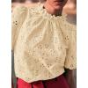 imagePRETTYGARDEN Womens Summer Tops 2025 Trendy Short Sleeve Eyelet Embroidered Dressy Casual Blouse ShirtsBeige Yellow