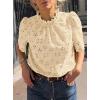 imagePRETTYGARDEN Womens Summer Tops 2025 Trendy Short Sleeve Eyelet Embroidered Dressy Casual Blouse ShirtsBeige Yellow