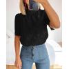 imagePRETTYGARDEN Womens Summer Tops 2025 Trendy Short Sleeve Eyelet Embroidered Dressy Casual Blouse ShirtsBlack