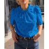imagePRETTYGARDEN Womens Summer Tops 2025 Trendy Short Sleeve Eyelet Embroidered Dressy Casual Blouse ShirtsBrilliant Blue