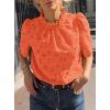 imagePRETTYGARDEN Womens Summer Tops 2025 Trendy Short Sleeve Eyelet Embroidered Dressy Casual Blouse ShirtsOrange