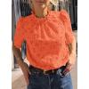 imagePRETTYGARDEN Womens Summer Tops 2025 Trendy Short Sleeve Eyelet Embroidered Dressy Casual Blouse ShirtsOrange