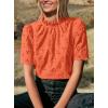 imagePRETTYGARDEN Womens Summer Tops 2025 Trendy Short Sleeve Eyelet Embroidered Dressy Casual Blouse ShirtsOrange